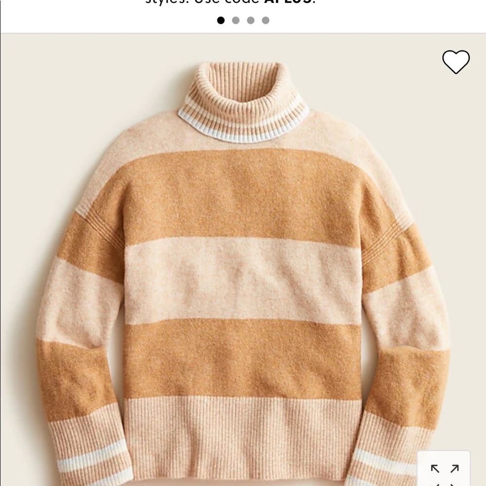 J crew Striped turtleneck sweater in Supersoft yarn BD045 Heather Linen camel - Picture 4 of 6
